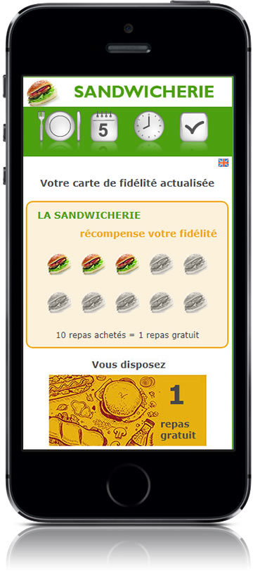 Carte de fidélité dématérialisée pour restaurant, sandwicherie, food truck