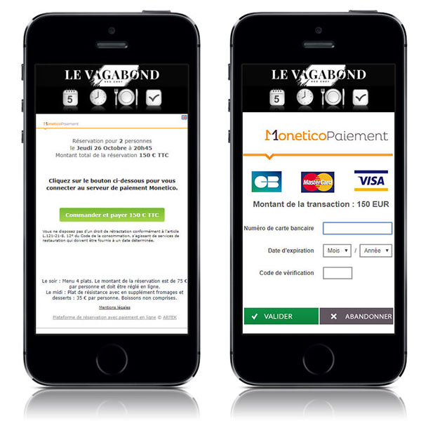 Reservation avec paiement en ligne ArteK